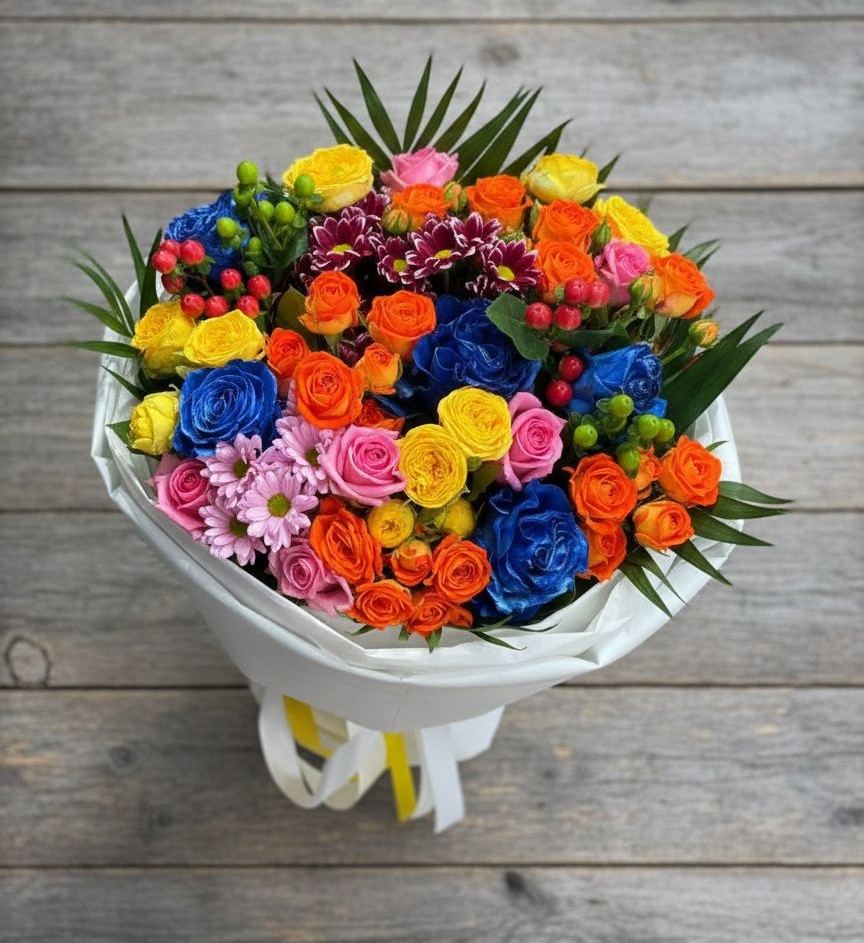 Букет цветов из: Розы и Хризантемы в Кротовка