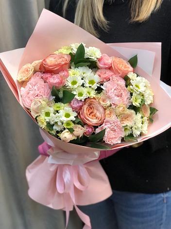 Букет цветов из: Гвоздики, Розы и Хризантемы в Кротовка