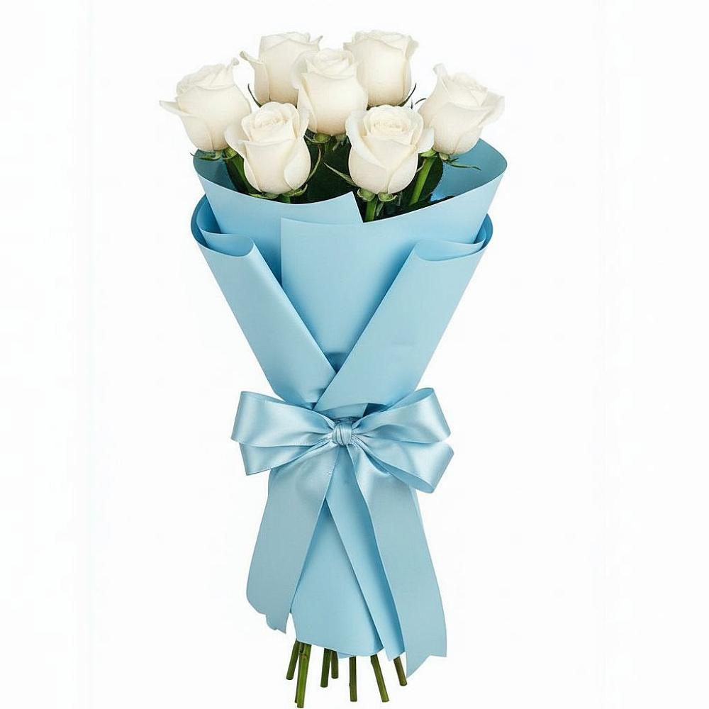 Букет 7 белых роз Проуд в Кротовка