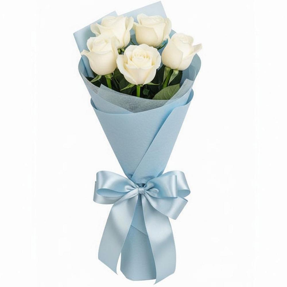 Букет 5 Белых роз Проуд в Кротовка
