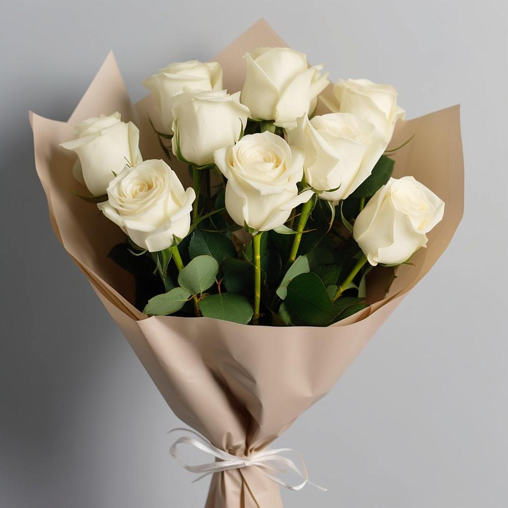 Букет 9 Белых роз Эдлесс Лав в Кротовка