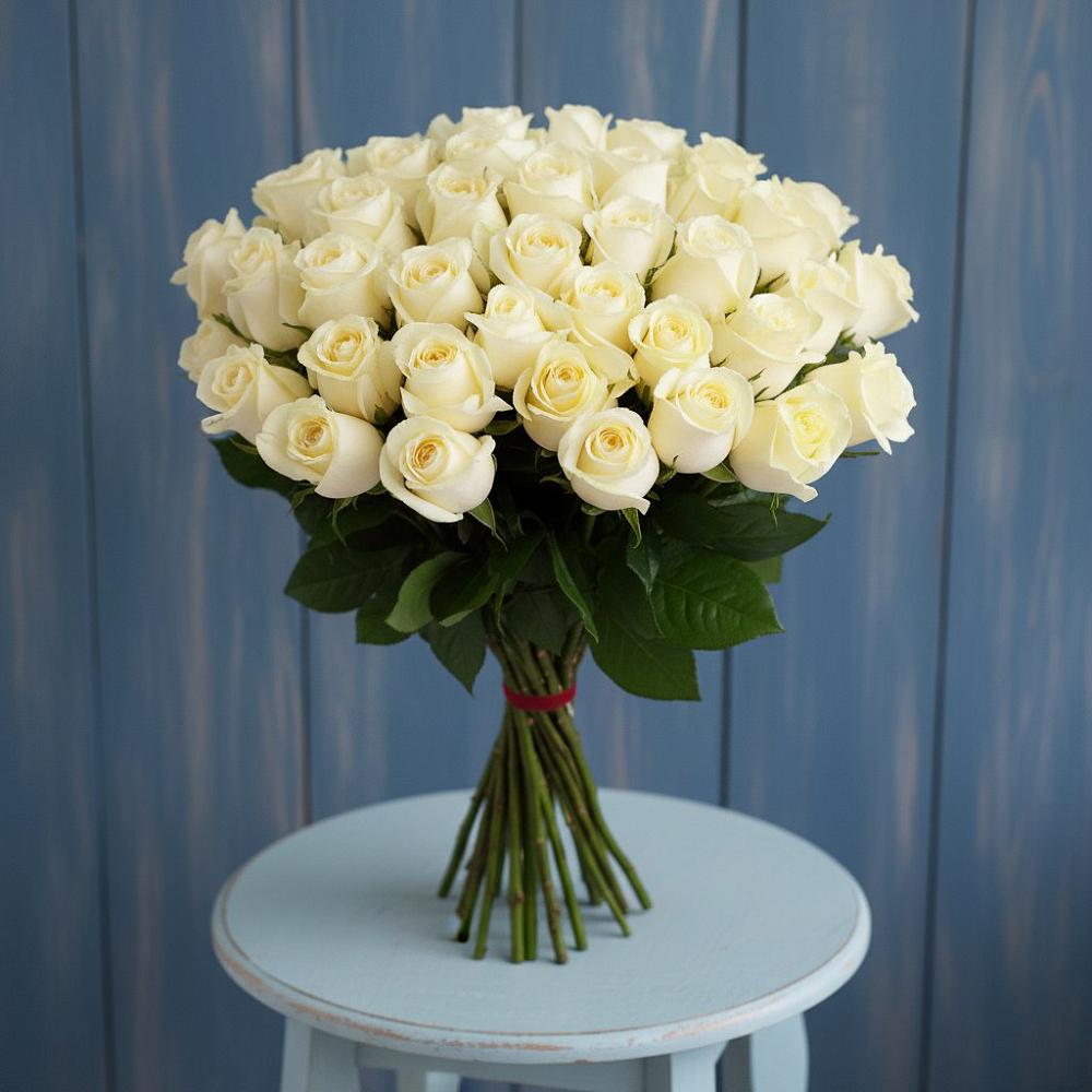Букет 51 Белая роза Эдлесс Лав в Кротовка