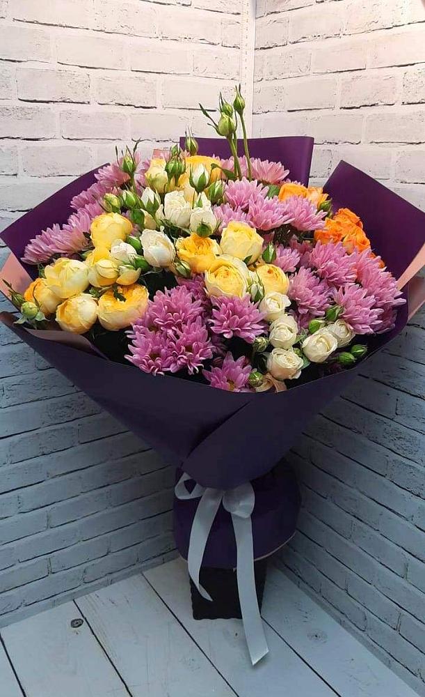 Букет цветов из: Хризантемы и Розы в Кротовка