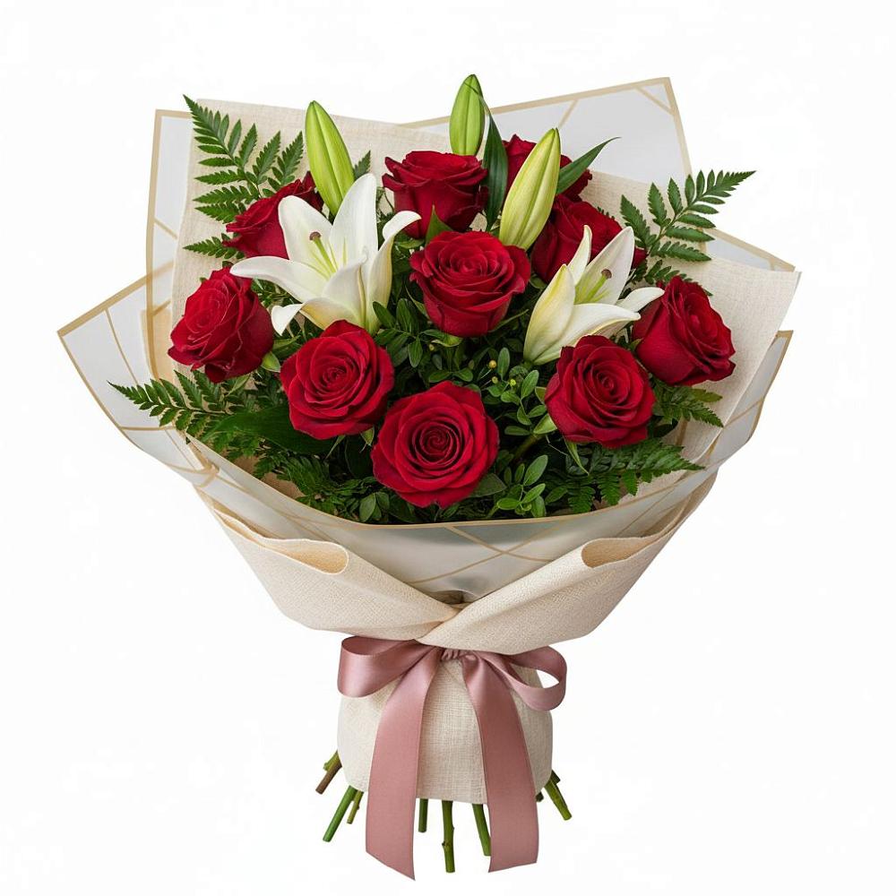 Букет цветов из: Лилии и Розы в Кротовка