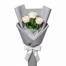 Букет 3 белые розы в Кротовка