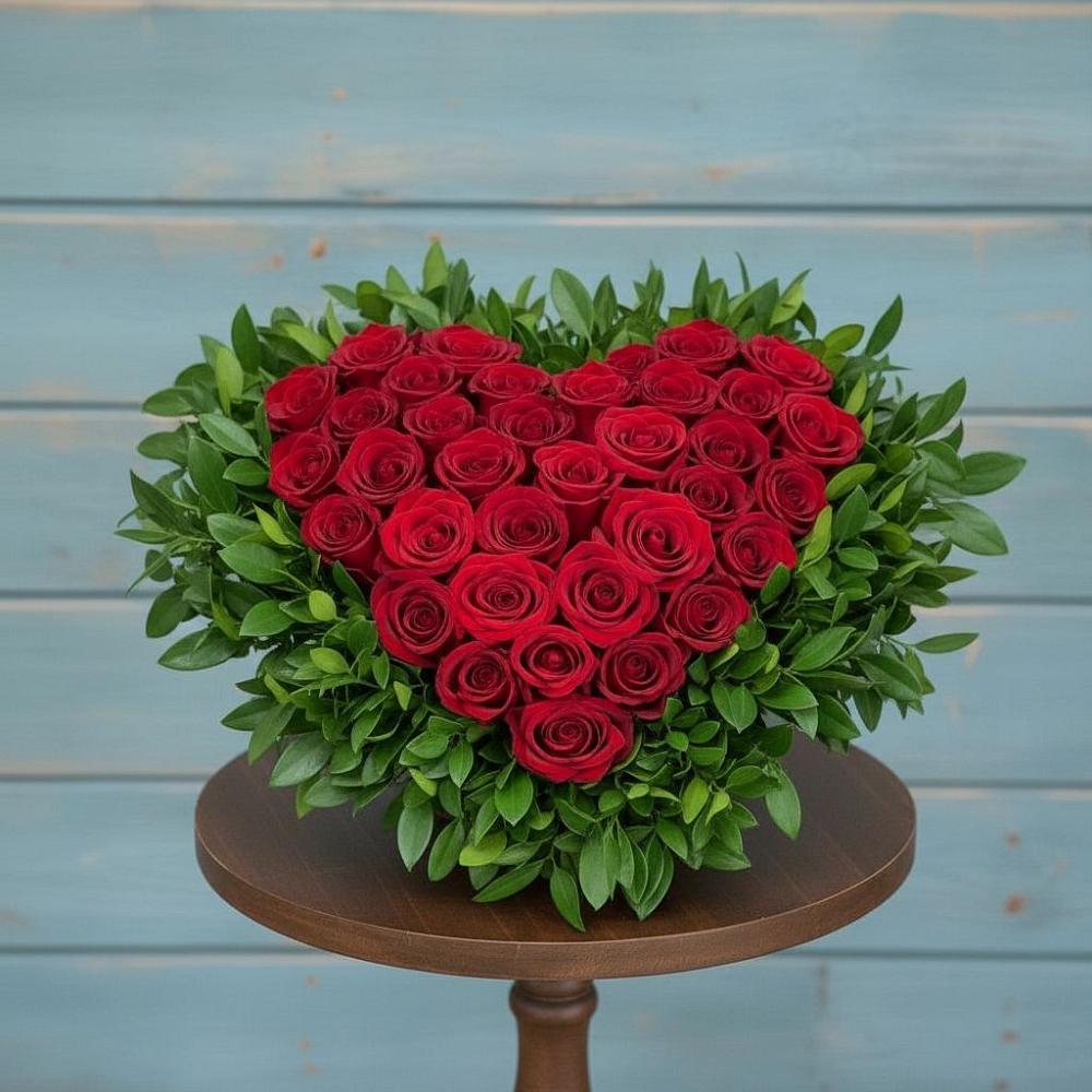 Цветочная композиция из Розы в виде сердца в Кротовка