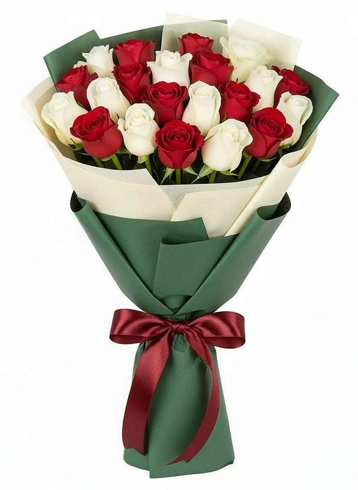 Букет Микс из красных и белых роз в Кротовка