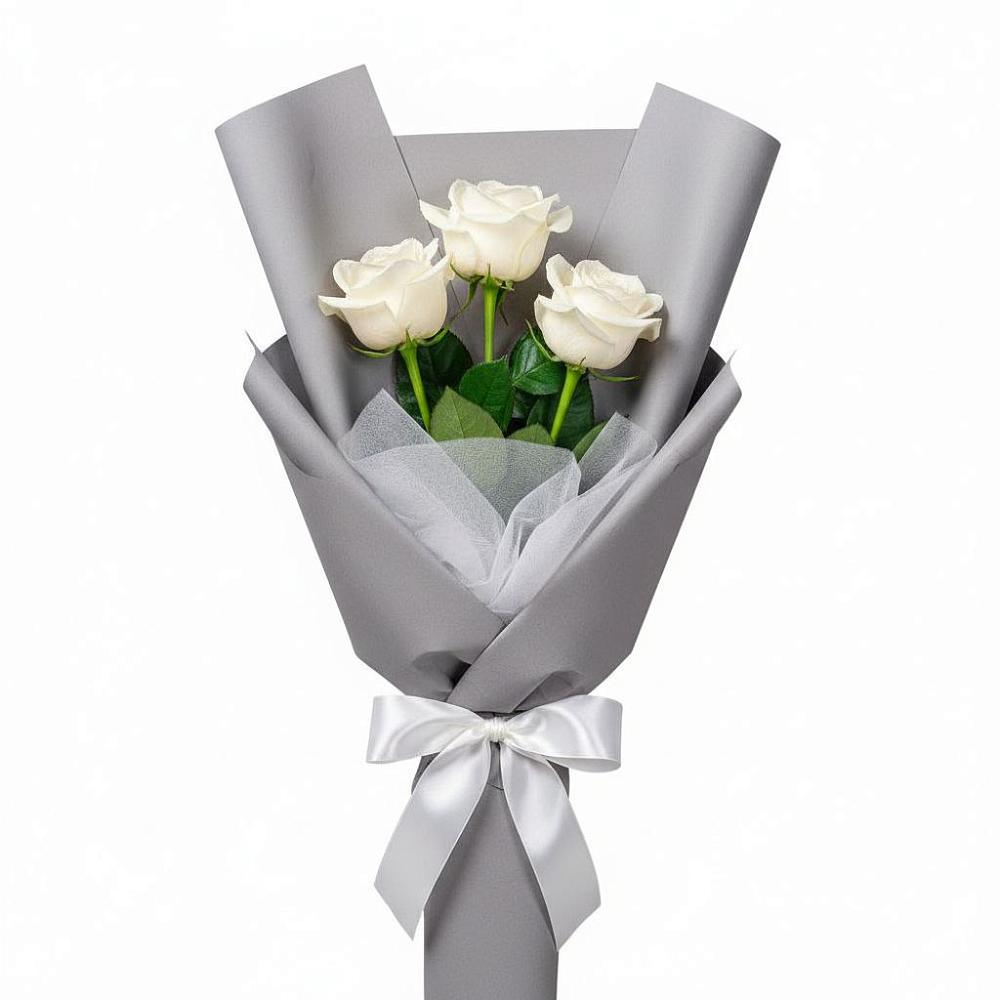 Букет 3 белые розы в Кротовка