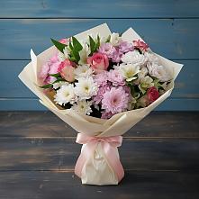 Букет цветов из:  Хризантемы, Альстромерии и Розы в Кротовка