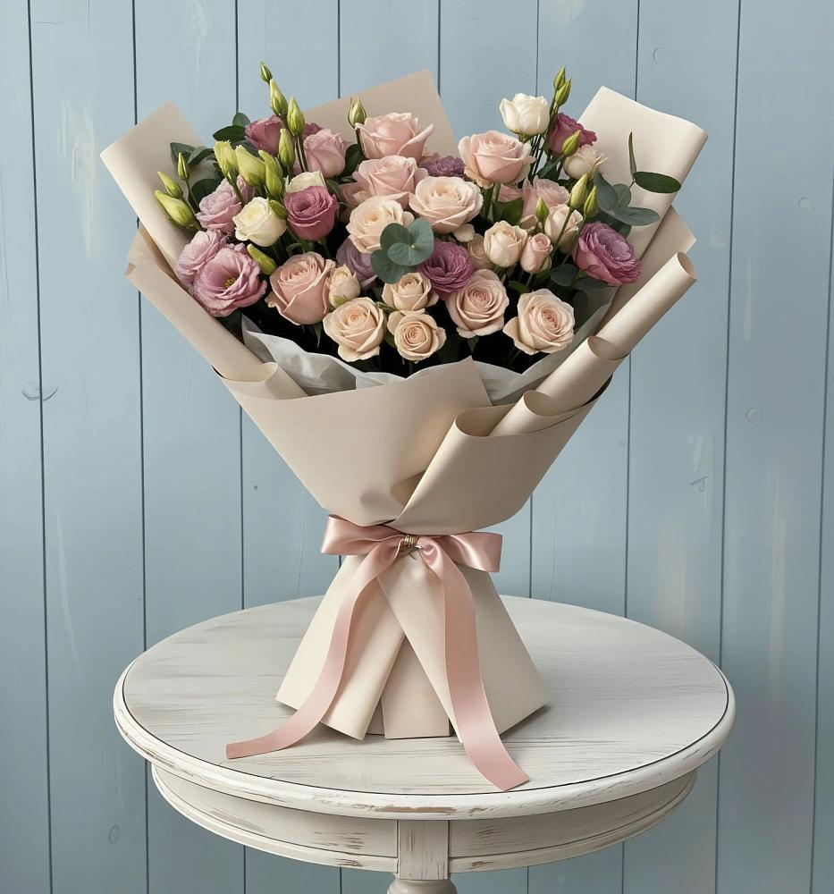 Букет цветов из: Розы и Лизиантусы в Кротовка