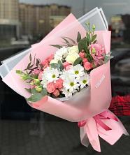 Букет цветов из:  Розы, Лизиантусы и Хризантемы в Кротовка