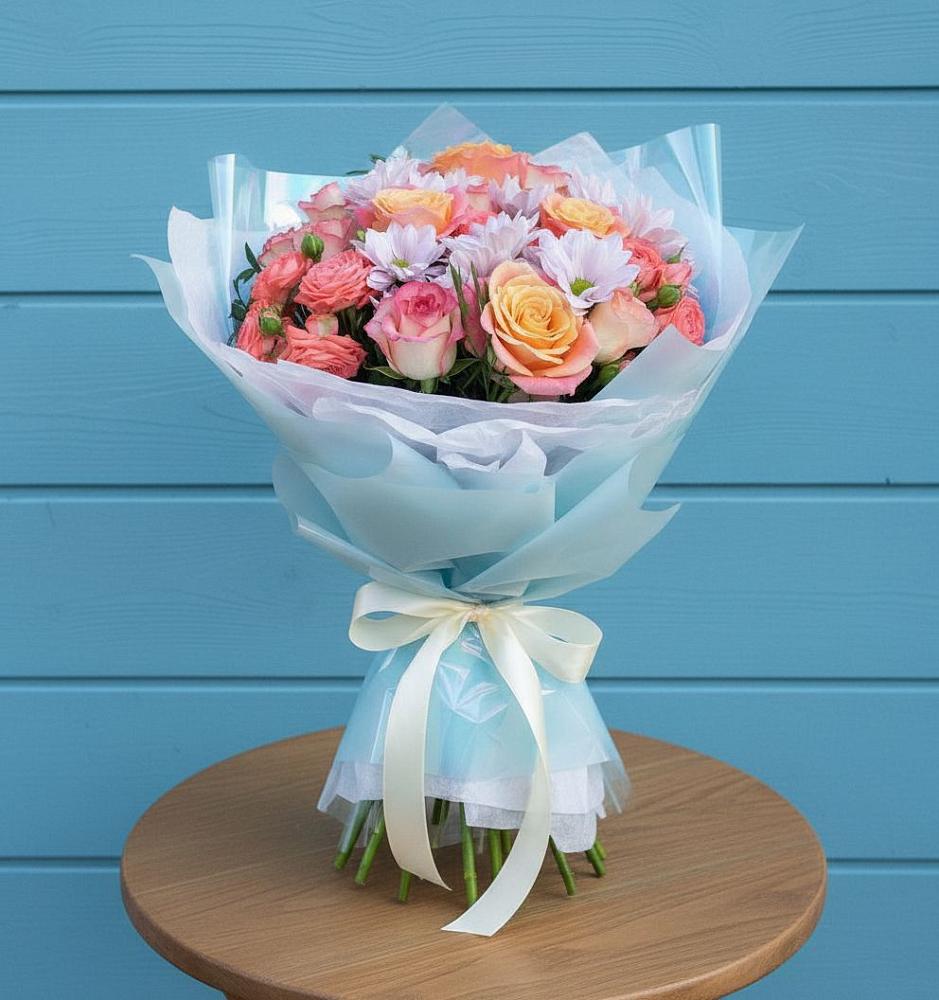 Букет цветов из: Хризантемы и Розы в Кротовка