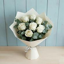 Букет Белые розы в Эвкалипте в Кротовка