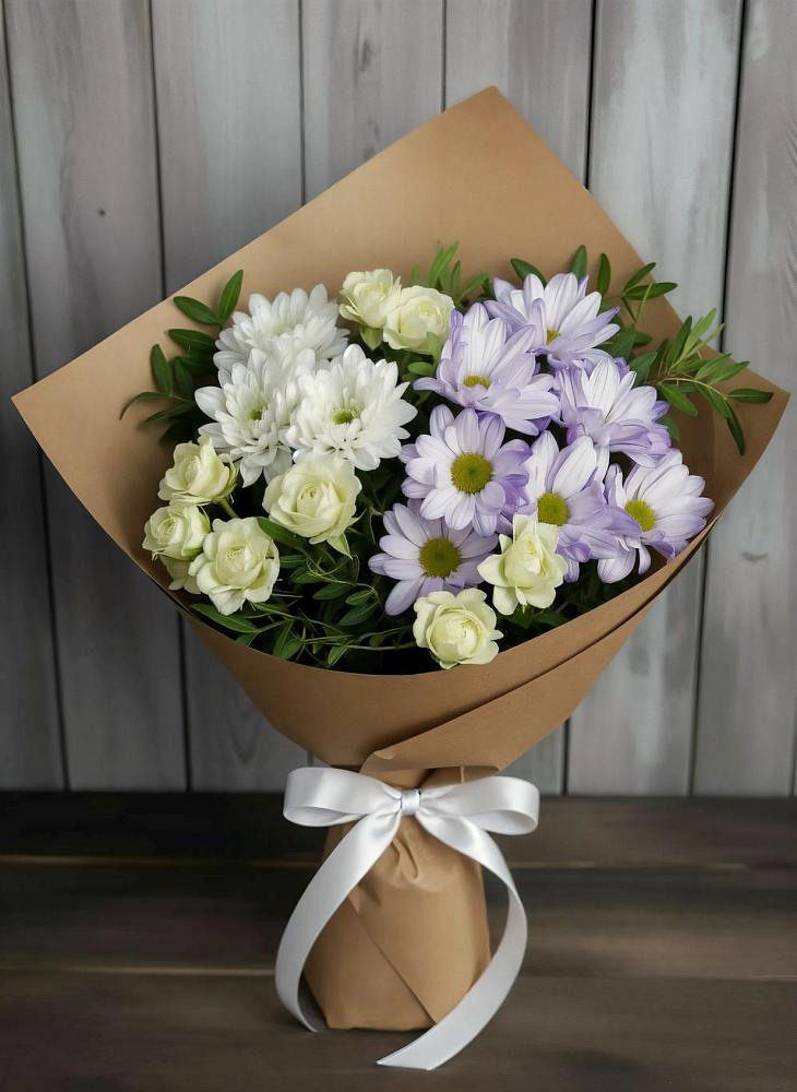 Букет цветов из: Хризантемы и Розы в Кротовка